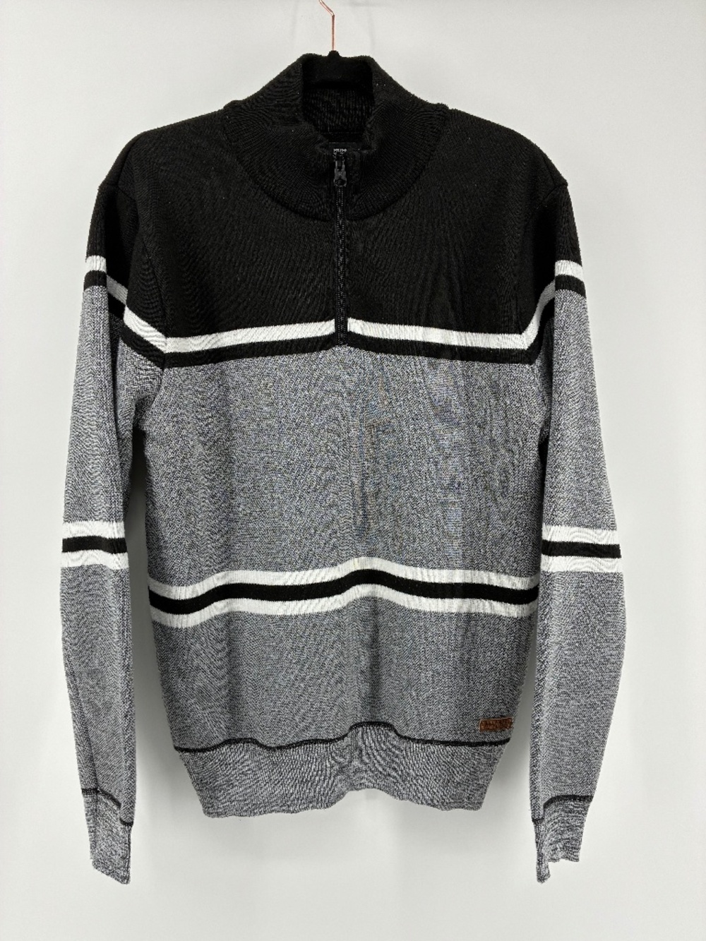 Buffalo David Bitton Black and Gray Mockneck Sweater